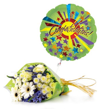 The Perfect Flower Delivery To UK.: Flowers With Congratulations Balloon